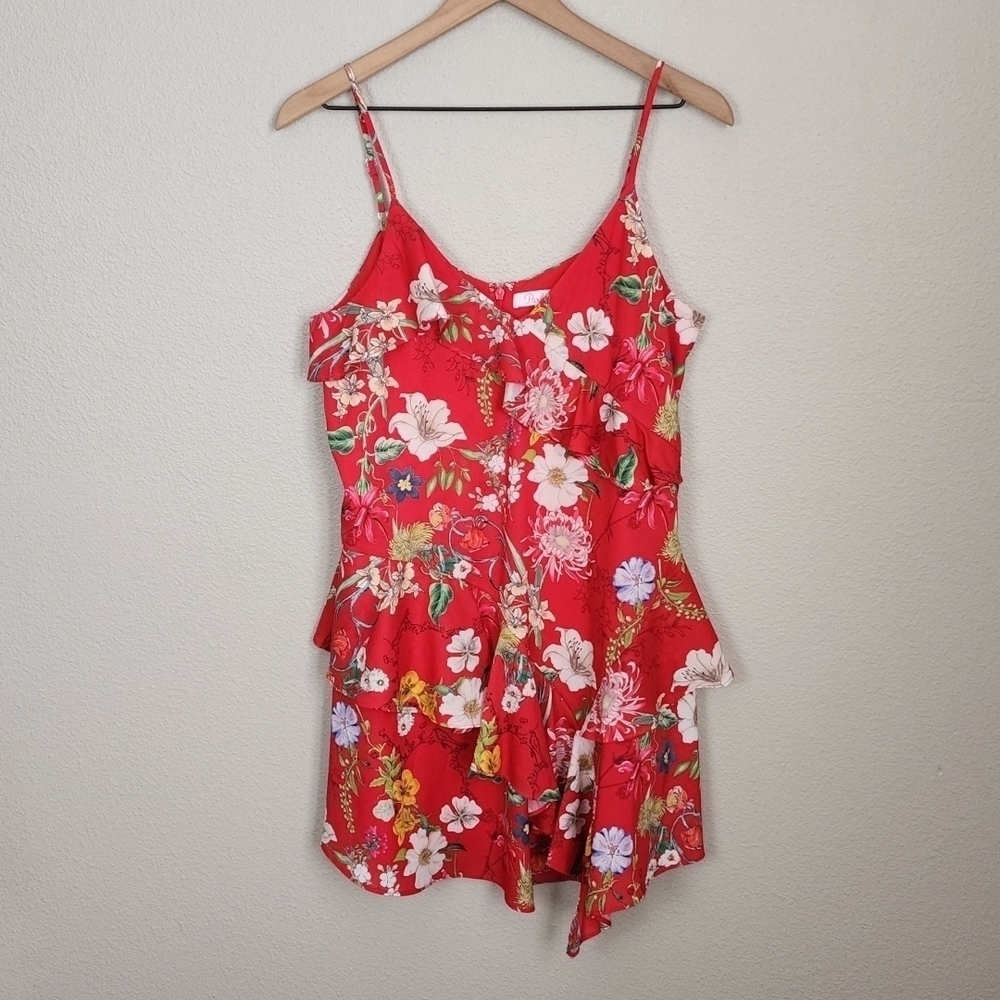 Parker Red Floral Ruffle Mini Dress